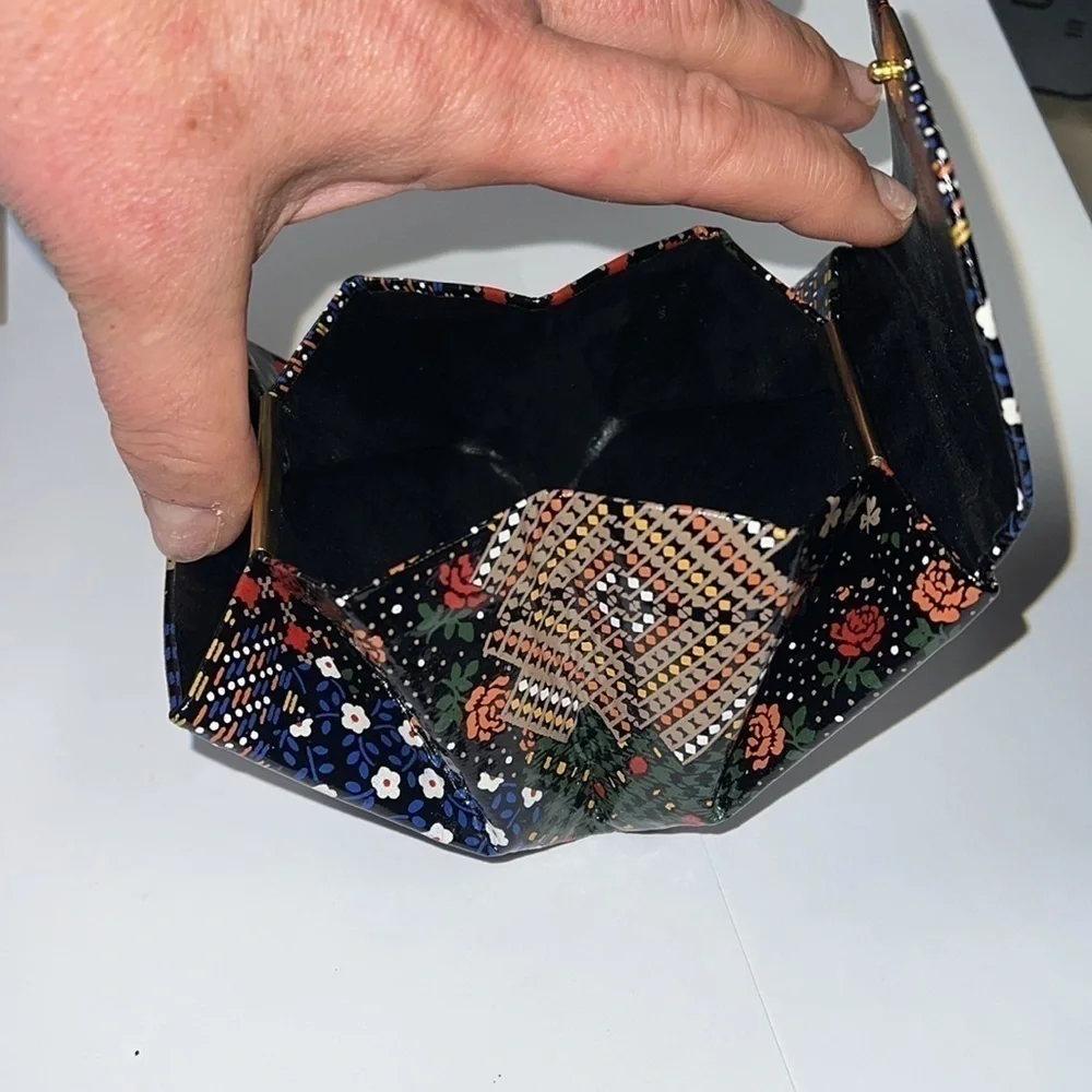 Vintage Multicolor Coated Painted Leather Change Snap Wallet